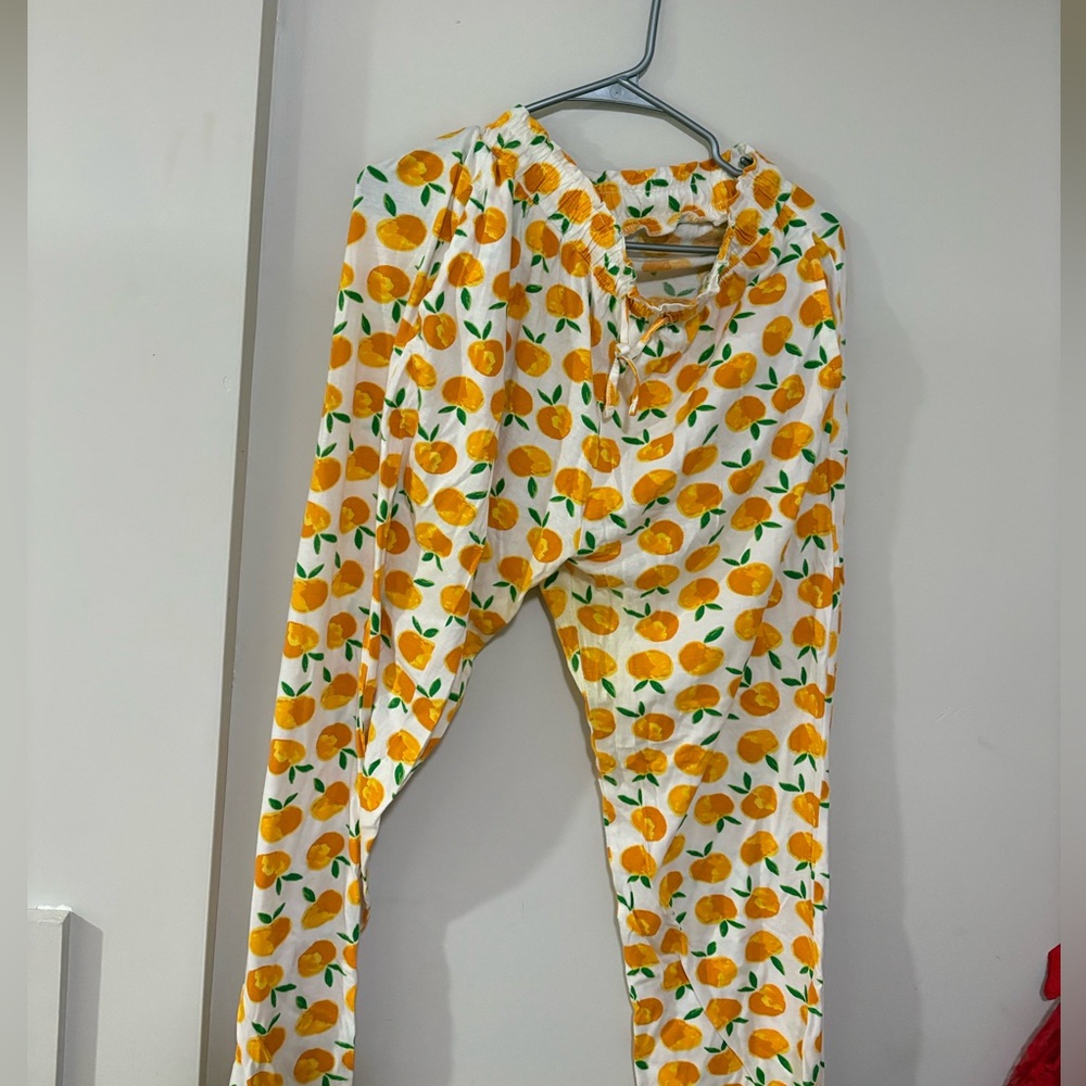 Orange Print Pajama Pants